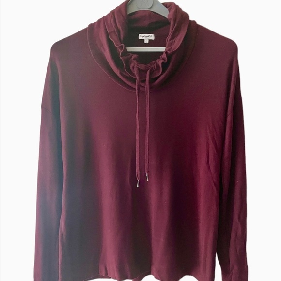 SPLENDID Cowl Neck Burgundy long Sleeve Sweater size S - Picture 3 of 8